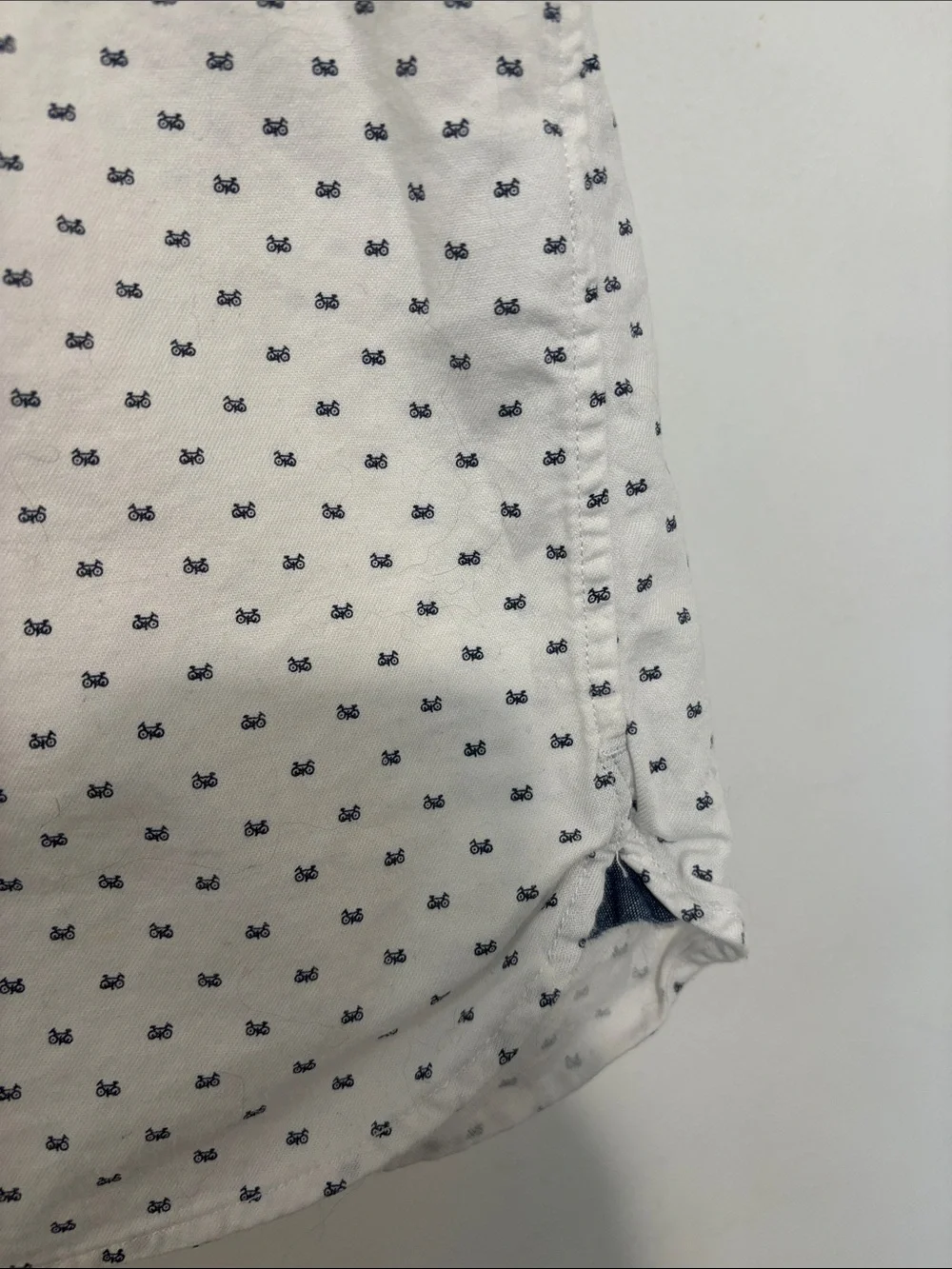 Banana Republic Bright White  Short-Sleeve Button-Down Shirt-micro bicycle print